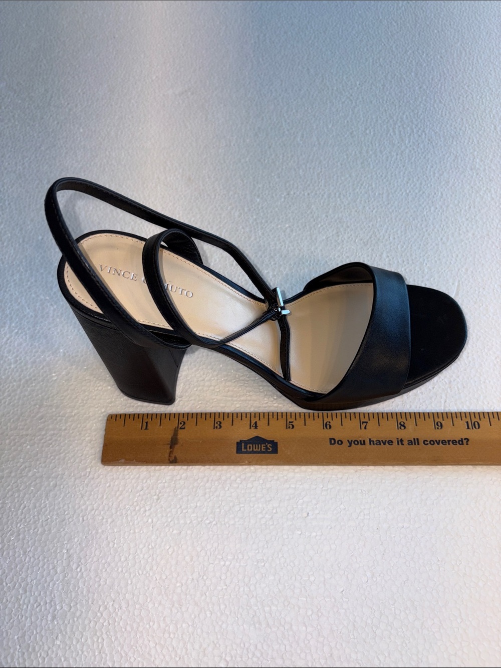 Vince Camuto Black Leather Strappy Block Heel Sandal , size 11 Med/ 42.5
